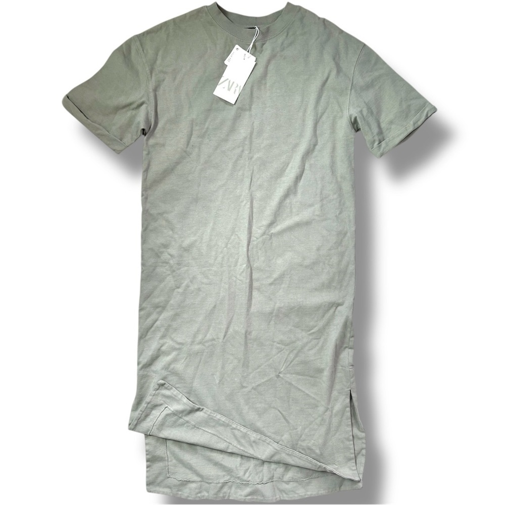 Zara Genderless Longline Short Sleeve T-Shirt with side slits size S